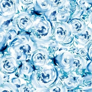 Blue Watercolor Roses