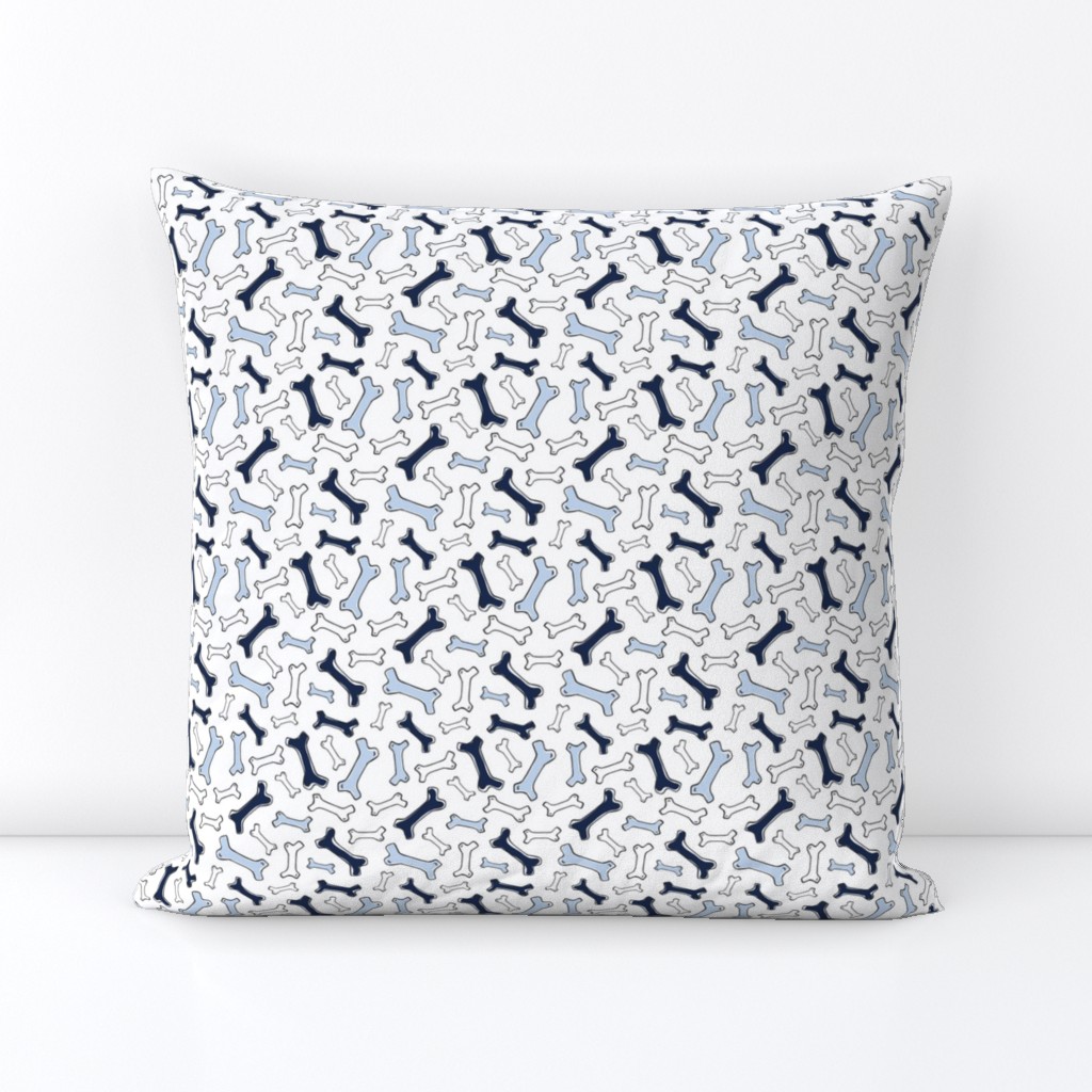 Bone Yard - Pet Dog Bones White, Navy and Baby Blue Small