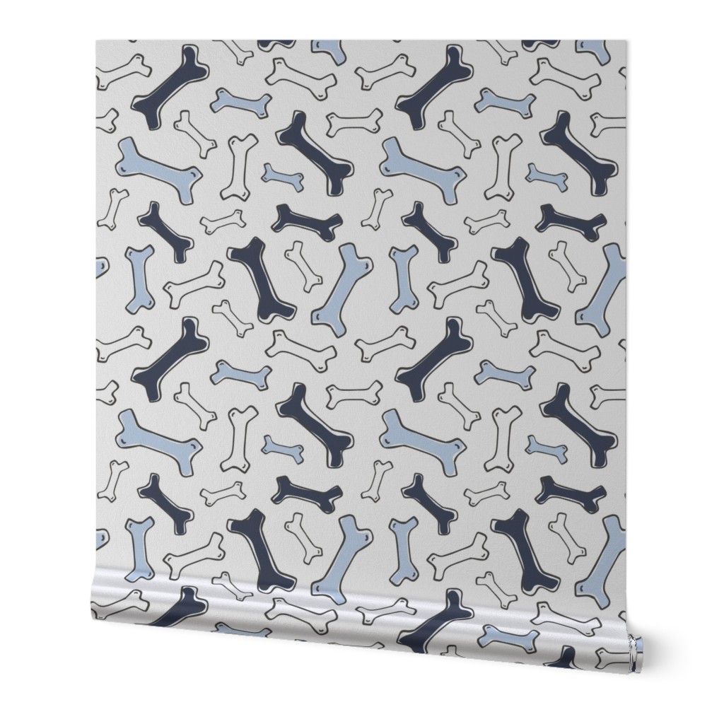 Bone Yard - Pet Dog Bones White, Navy and Baby Blue Small