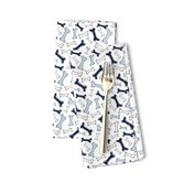 Bone Yard - Pet Dog Bones White, Navy and Baby Blue Small