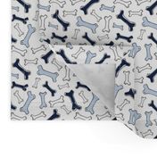 Bone Yard - Pet Dog Bones White, Navy and Baby Blue Small