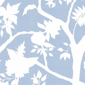Silhouette Peony Branch- cornflower blue
