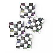 watercolor checker 1" squares - black, white and multicolor