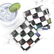 watercolor checker 1" squares - black, white and multicolor