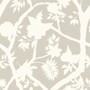 Silhouette Peony Branch- Cream on Putty