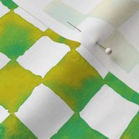 watercolor checkerboard - lime, aqua, chartreuse, yellow ochre