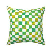 watercolor checkerboard - lime, aqua, chartreuse, yellow ochre