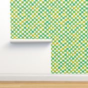watercolor checkerboard - lime, aqua, chartreuse, yellow ochre