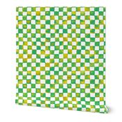 watercolor checkerboard - lime, aqua, chartreuse, yellow ochre