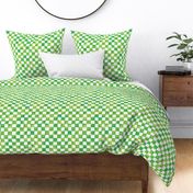 watercolor checkerboard - lime, green and white