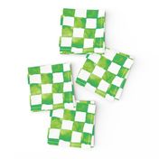 watercolor checkerboard - lime, green and white