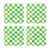 watercolor checkerboard - lime, green and white