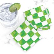 watercolor checkerboard - lime, green and white