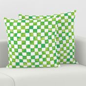 watercolor checkerboard - lime, green and white