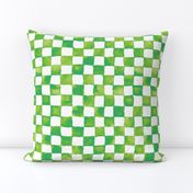 watercolor checkerboard - lime, green and white