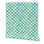 watercolor checkerboard 1" squares - teal, surf green and pale aqua