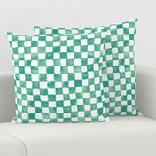 watercolor checkerboard 1" squares - teal, surf green and pale aqua