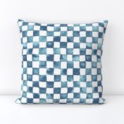 watercolor checkerboard 1" squares - navy, light blue and white