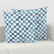 watercolor checkerboard 1" squares - navy, light blue and white