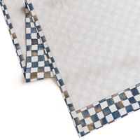 watercolor checkerboard 1" squares - denim blue, mocha and white 