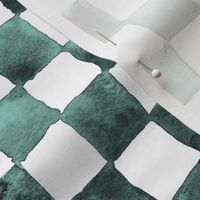 watercolor checker, 1" squares - black, mint, white