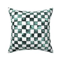 watercolor checker, 1" squares - black, mint, white