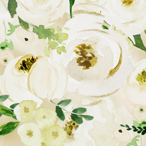 White roses watercolor blanket