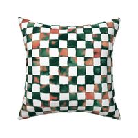 succulent watercolor checkerboard - green and coral