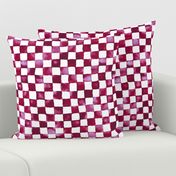 watercolor checkerboard - cranberry, lilac and white