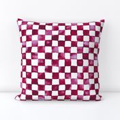 watercolor checkerboard - cranberry, lilac and white