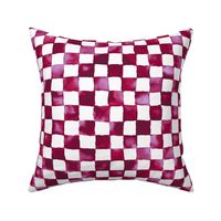 watercolor checkerboard - cranberry, lilac and white