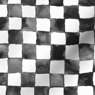 watercolor checker 1" squares - black and white