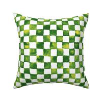 watercolor checker - grass green, yellow and white