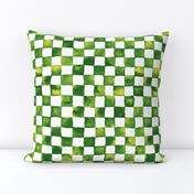 watercolor checker - grass green, yellow and white