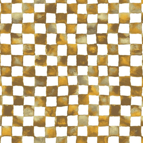 watercolor checker - brown, gold, tan and white