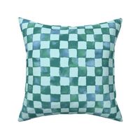 watercolor checkerboard - soft aqua