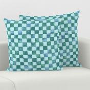 watercolor checkerboard - soft aqua