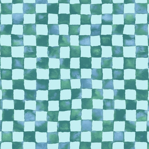 watercolor checkerboard - soft aqua