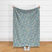 watercolor checkerboard - navy, teal, brown and white
