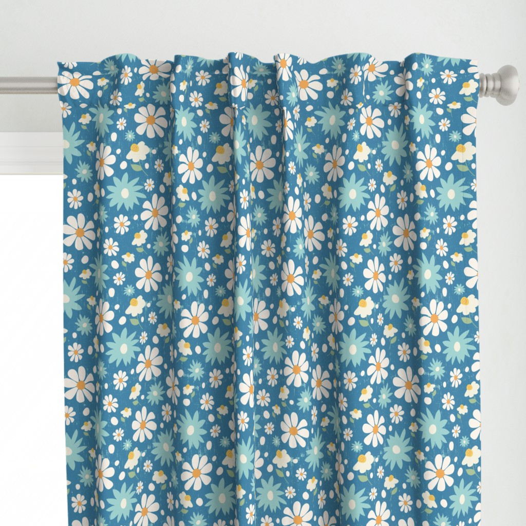 Golden Daisy Spring Teal Floral Garden Blast