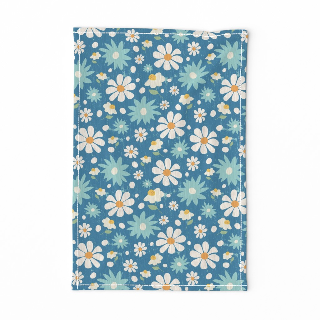 Golden Daisy Spring Teal Floral Garden Blast