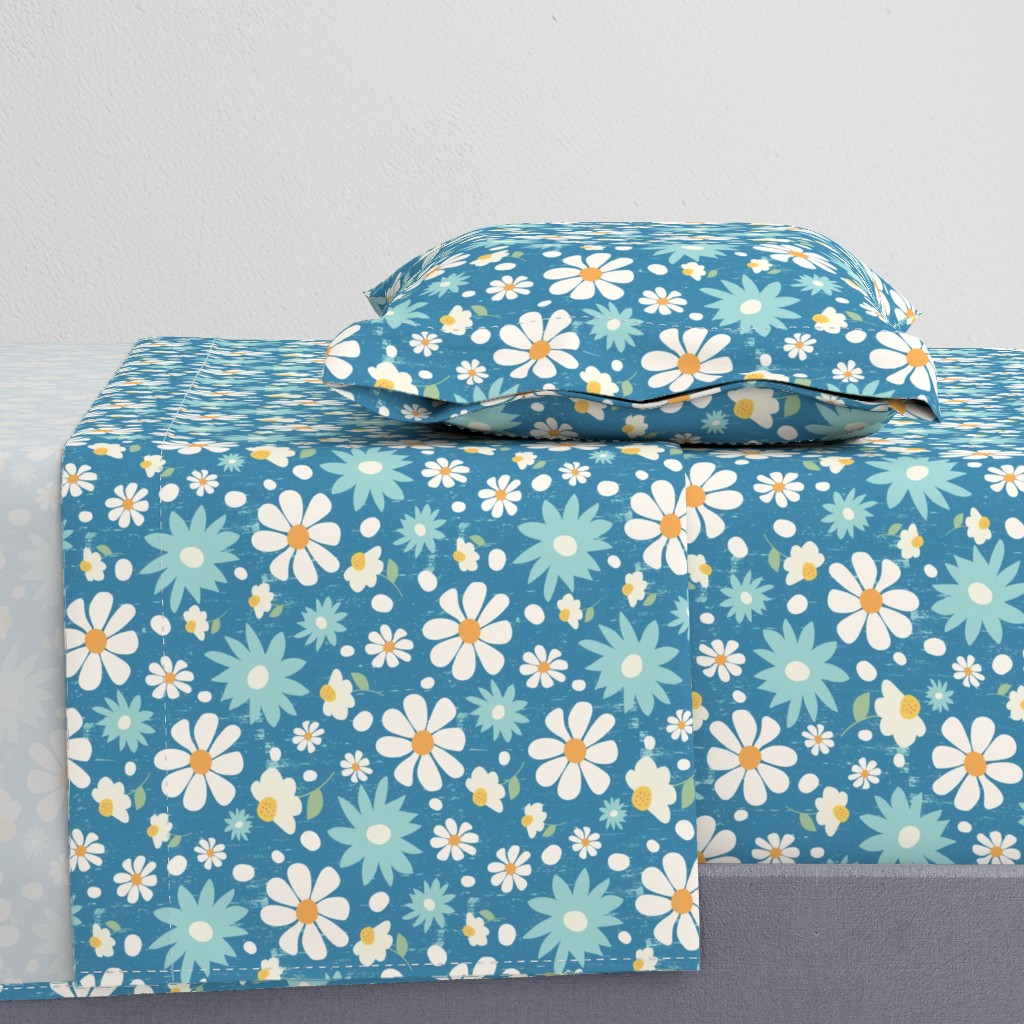 Golden Daisy Spring Teal Floral Garden Blast