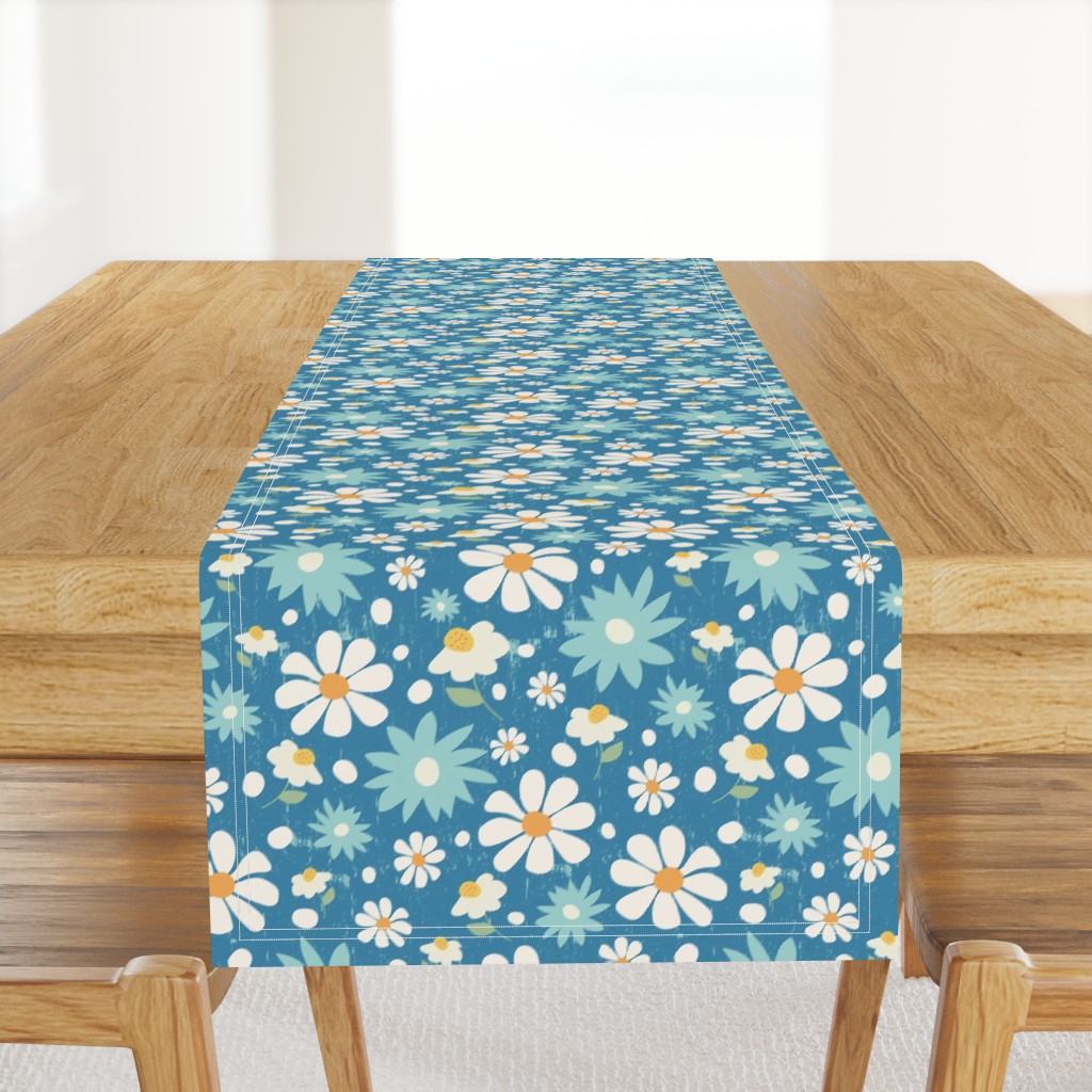 Golden Daisy Spring Teal Floral Garden Blast