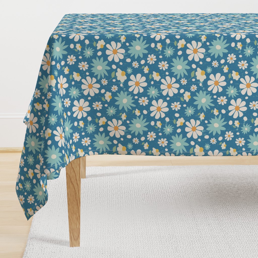 Golden Daisy Spring Teal Floral Garden Blast