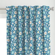 Golden Daisy Spring Teal Floral Garden Blast