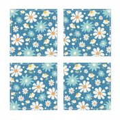 Golden Daisy Spring Teal Floral Garden Blast