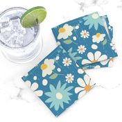 Golden Daisy Spring Teal Floral Garden Blast