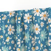 Golden Daisy Spring Teal Floral Garden Blast