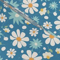 Golden Daisy Spring Teal Floral Garden Blast