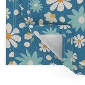 Golden Daisy Spring Teal Floral Garden Blast